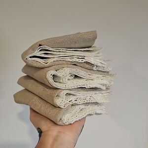 City Chic Beige Fabric Serviettes with White Lace Detail